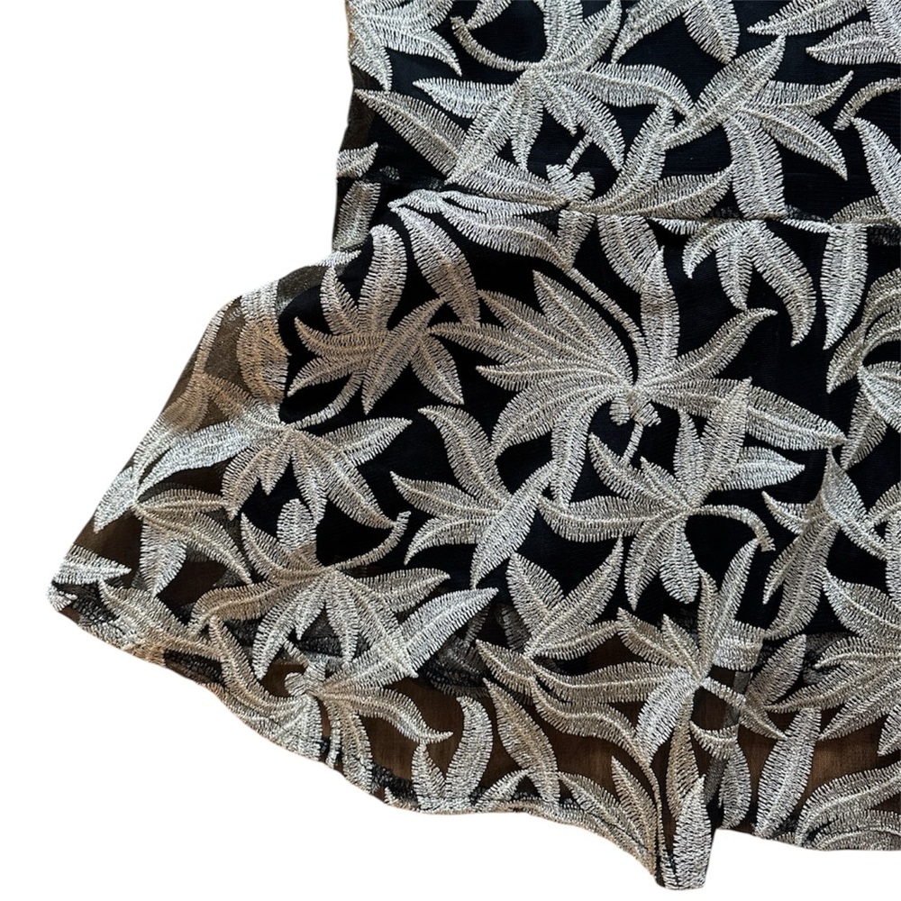 Sam Edelman Embroidered Strapless Belted Formal Evening Dress Gown Black Gold 8 - Picture 4 of 13
